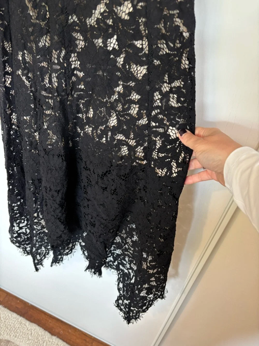 Lulus One Wish Black Lace Maxi Dress Size Small Asymetrical Feminine Romantic - Picture 4 of 8